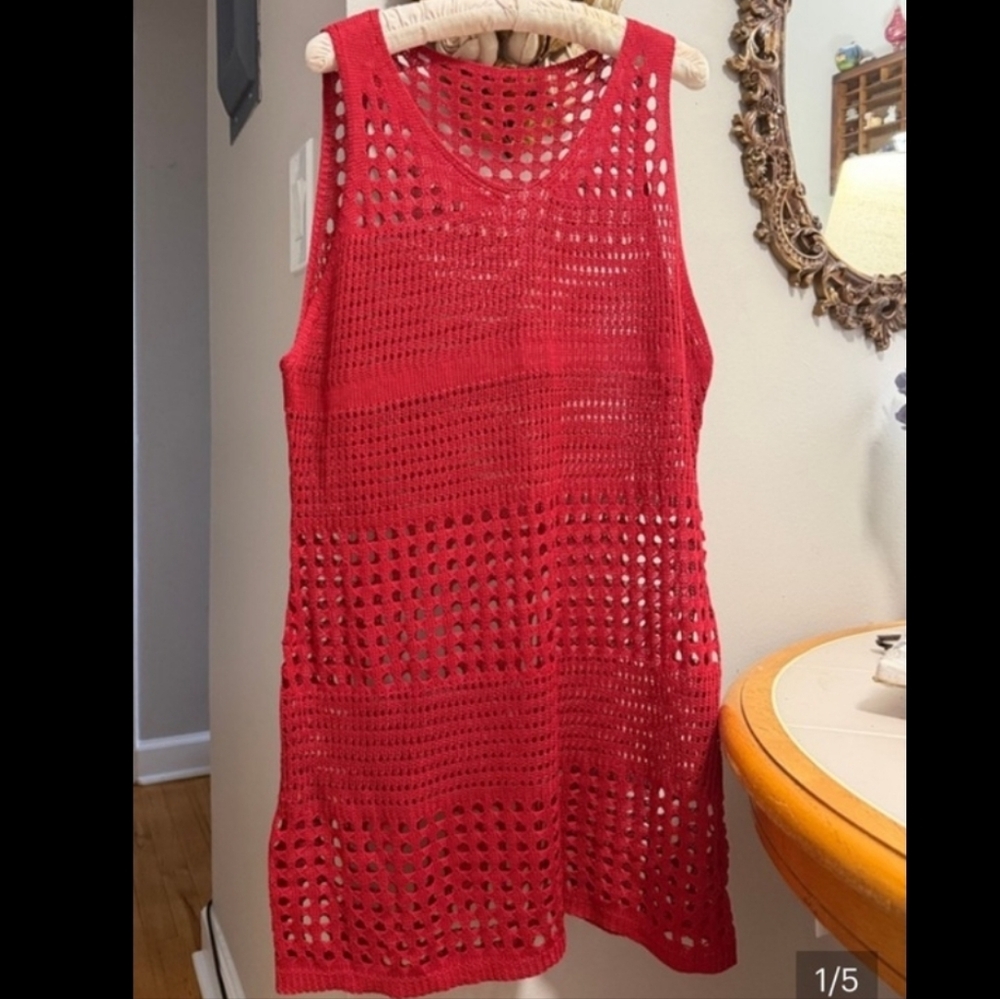 XL Crochet Knit Sleeveless Cover-Up Dress